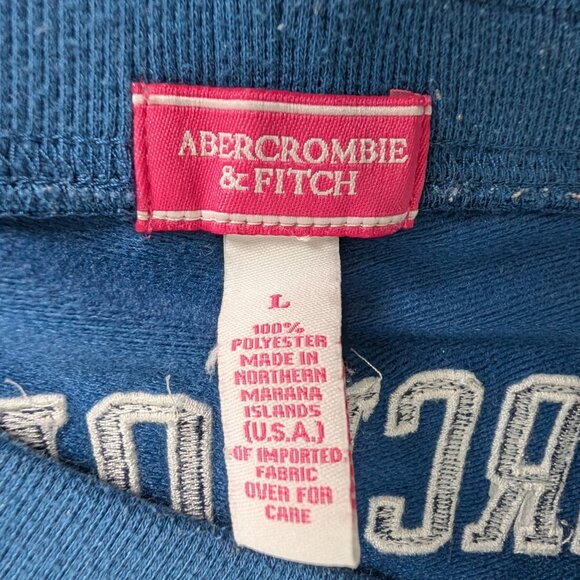 Y2k Abercrombie & Fitch Blue White Spell Out Low Rise Athletic Capris - Picture 9 of 9